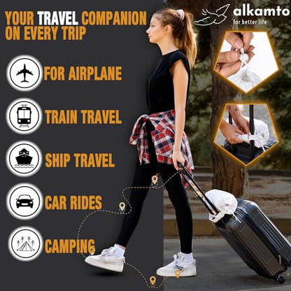 alkamto Travel & Camping Comfortable Memory Foam Pillow – Easy to Carry Portable Bag – Temperature Regulating Pillow Case (Pink + Extra Cover) - size: Pink Travel + Extra Cover
