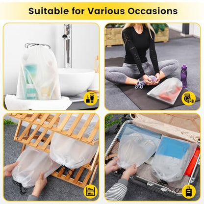 Vorspack Shoe Bags for Travel - 6 Pcs Transparent Drawstring Backpack Travel Shoe Bag Clear Drawstring Bag Large Shoe Organizer with Rope Travel Essentials for Men Women