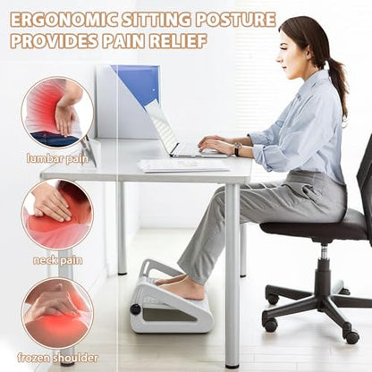 CasaZenith Foot Rest, Six Heights Adjustable Foot Rest for Under Desk at Work, Ergonomic Foots Stool for Under Office Desks, Under Desk Footrest with Foot Massage Roller, Chair Footrest - White - color: White