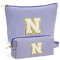 Initial Travel Toiletry Bag for Women - Travel Essentials, Travel Makeup Bag Small Cosmetic Make up Bag Cute Stuff Birthday Gifts for Women Mom Girlfriend Teacher, Blue Letter N - color: Blue, style: N
