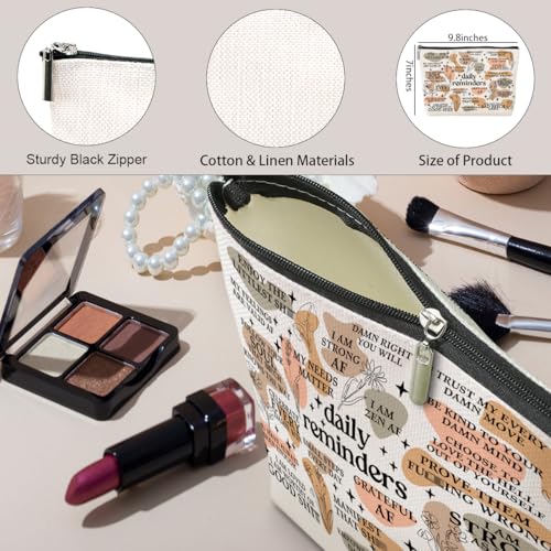 Daily Reminders Makeup Bag Positive Affirmations Self Love Gifts Inspirational Mental Health Gifts for Female Friend Colleagues Coworker Birthday Friendship Mothers Day Nurse Day Travel Toiletry Bag - color: Multicolor631