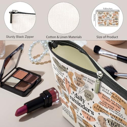 Daily Reminders Makeup Bag Positive Affirmations Self Love Gifts Inspirational Mental Health Gifts for Female Friend Colleagues Coworker Birthday Friendship Mothers Day Nurse Day Travel Toiletry Bag - color: Multicolor631