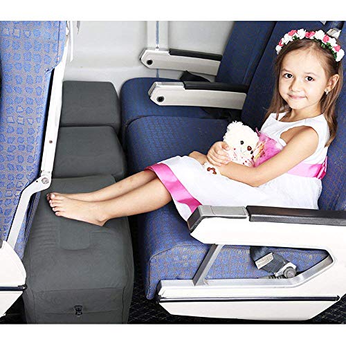 Inflatable Travel Foot Rest Pillow, Adjustable Height Leg Rest Pillow for Cars, Home, Office, Trains, Airplane, Make a Flat Bed for Baby, Kids, Toddlers, Grey, 2 Pack - color: Grey 2