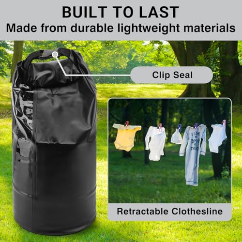 Travel Washing Machine & Retractable Clothesline - Hand Washing Machine & Portable Clothes Washer - Durable Travel Laundry Wash Bag & Camping Washing Machine - Portable Manual Clothes Washer - color: Black