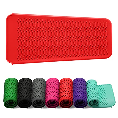 ZAXOP Heat Resistant Silicone Mat Pouch for Curling Irons & Flat Irons, 2-in-1 Travel Case & Cooling Pad for Hot Tools, Anti-Slip Countertop Protector, Pack Instantly Without Waiting to Cool (Red) - color: Red, size: 1 PACK