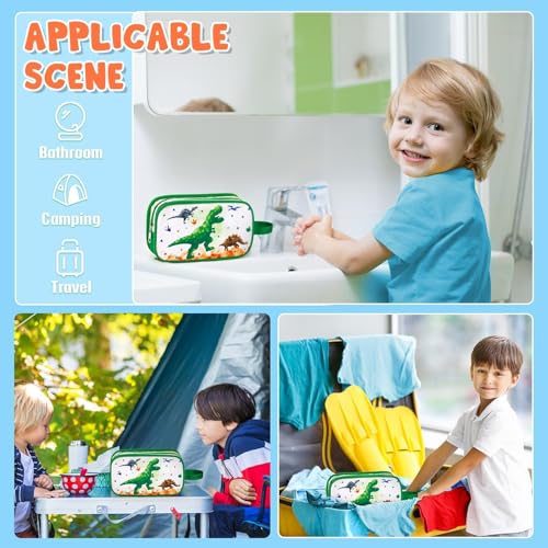 Dinosaur Toiletry Bag - Travel Toiletry Bag for Boys Kids Christmas Birthday Gift Toiletries Makeup Cosmetic Pouch Camping Traveling Toiletry Case Water-resistant Wash Bag Dopp Kit with Mesh Pocket - style: Dinosaur C