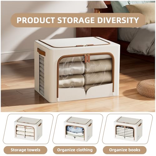 FHSQX 6 Pack Clothes Storage Bins with Metal Frame, Cream White, 19.7x15.7x13.8 inch - color: Cream White, size: 19.7x15.7x13.8 inch