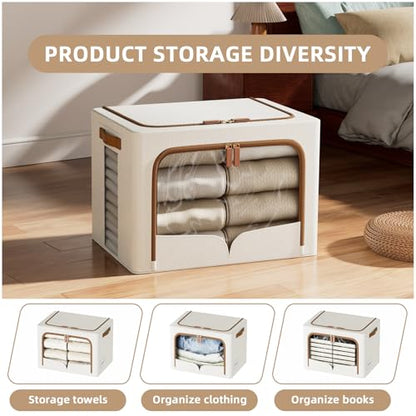 FHSQX 6 Pack Clothes Storage Bins with Metal Frame, Cream White, 19.7x15.7x13.8 inch - color: Cream White, size: 19.7x15.7x13.8 inch