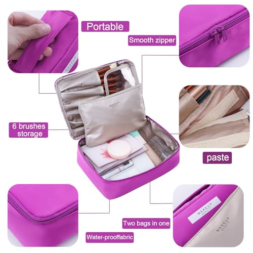 Queboom Travel Makeup Bag Cosmetic Bag Makeup Bag Toiletry bag for women and men (Deep purple) - color: Deep purple