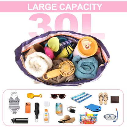 CaCTOUR Large Beach Bag Women,Beach Bags Waterproof Sandproof with Zipper Wet Pocket,Beach Tote Pool Bag for Swim Gym Travel - color: Pink