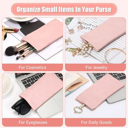 Sightor Sunglass Case, 2 Pcs Soft Eyeglass Cases for Women Portable Squeeze Top Leather Glasses Pouch - color: Black, Rose