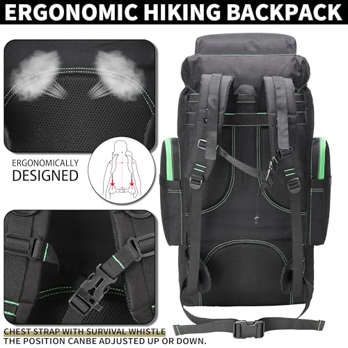 Hiking Backpack for Men 70L/100L Camping Backpack Military Rucksack Molle 3 Days Assault Pack for Climbing | Camping Backpack - color: 70l-blackgreen