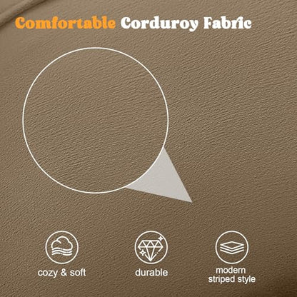 MeMoreCool Stuffed Round Pouf Ottoman Foot Rest, Floor Pouf Foot Stool with Soft Foam Chunk Filling, Small Round Ottoman Footstool Circle Footrest for Living Room - color: Piping Light Coffee