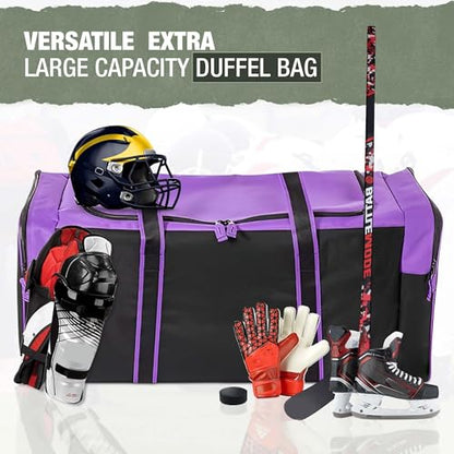 Jetstream Heavy Duty Multi Pocket Durable Sports Gym Equipment Travel Duffel Bag - color: XL 36" Purple, size: 36IN