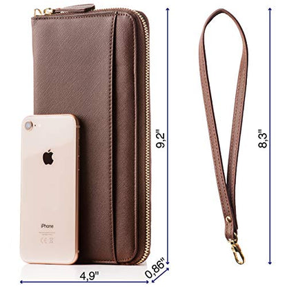 Travel Document Organizer - RFID Passport Wallet Case Family Holder Id Wristlet - color: Family Brown