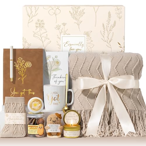 Self Care Get Well Soon Gifts Baskets for Women, Birthday Gifts Spa Care Package After Surgery, Inspirational Thinking of You Sympathy Basket Feel Better Christmas Encouragement Gift for Mom Friends - color: Khaki