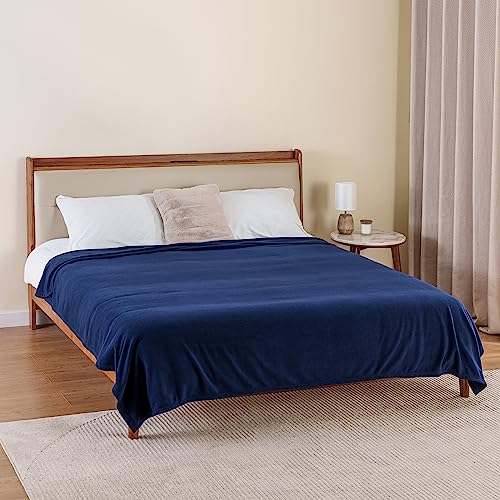 Berkshire Blanket Microfleece King Size Bed Blanket Navy,Lightweight Soft Breathable Plush Micro Fleece Blanket for Bed Couch Sofa,90x108 Inches - color: Navy, size: King/Cal King