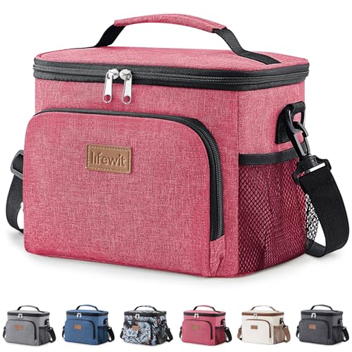 Lifewit Reusable Insulated Lunch Bag, Portable Cooler Freezable Soft Lunchbox Leakproof with Adjustable Shoulder Strap for Men Women Adult for Work Picnic or Travel, 9L 12 Can, Pink - color: Pink, size: Medium(9L)