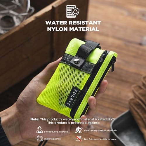 VULKIT Small Minimalist Wallet for Women and Men RFID Blocking, Zipper Coin Pouch with ID Window and Keychain, Water Resistant Travel Lanyard Wallet Lime Green - color: Lime-Green
