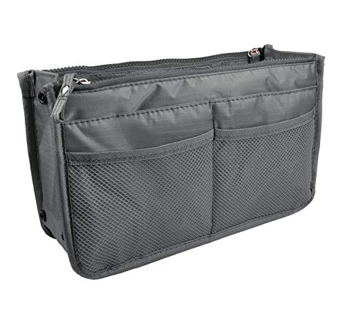 Vercord Updated Purse Handbag Organizer Insert Liner Bag in Bag 13 Pockets Grey Medium - color: Grey, size: Medium