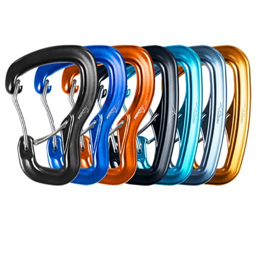 Heavy Duty Carabiner Clip Hook 8KN (1763 lbs), 2 PCS Ultra-Light Aluminum Caribeaners with Double Door D Ring Shape, for Hammock, Camping, Hiking, Backpacking, Dog Leash, Keychain Clip - style: 3#Rainbow-7pc