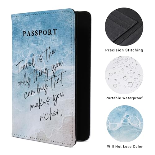 PDE-QUNLIAN Passport Book Holder Passport Wallet for Children Passport Holder for Kid Passport Cover for Boy and Girl Passport Case Passport Books Holder 1 PCS (6x4IN) - color: Sea-1pcs