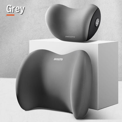 Car Headrest & Lumbar Support Cushion Kit, Ergonomic Car Seat Neck Pillow and Backseat Cushion for Driving Fatigue Relief, Driving Seat Memory Foam Neck Back Rest Pillows (Grey) - color: Grey
