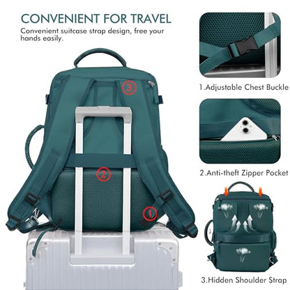 Beraliy Travel Backpack for Women as Personal Item Travel Bag Flight Approved, Carry On Backpack, 17.3 Inch Laptop Backpack, Travel Bag, Waterproof Hiking Backpack, Peacock Blue - color: Peacock Blue, size: Large