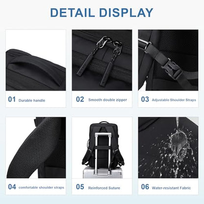 BAGOK Carry On Travel Backpack, 35L-40L Expandable Extra Large Airline Approved,Lightweight Daypack for Men and Women（Black） - color: Black, size: Large