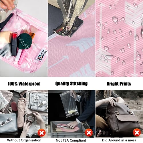 HIONXMGA TSA Approved Toiletry Bag, Set of 3 Clear Travel Toiletry Bag Quart Size Zipper Travel Pouch, Waterproof Makeup Cosmetic Bag for Women Men Kids Toiletries Carry on, Arrow B - color: Arrow B, Mixed Sizes