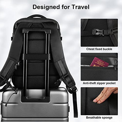 HOMIEE Travel Laptop Backpack for Men Women, Personal Item Carry On Bag, Dry Wet Separation, Weekender Business Hiking Camping College Bag, Mochila de Viaje, Black - color: Black, size: X-Large