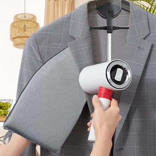 Clothes Steamer Stand Hanger with Steamer Ironing Glove for Steaming Clothes, Handheld Garment Steamer Rack with Grey Mini Handhelded Ironing Pad Board - color: Silver Glove+ Black Rack