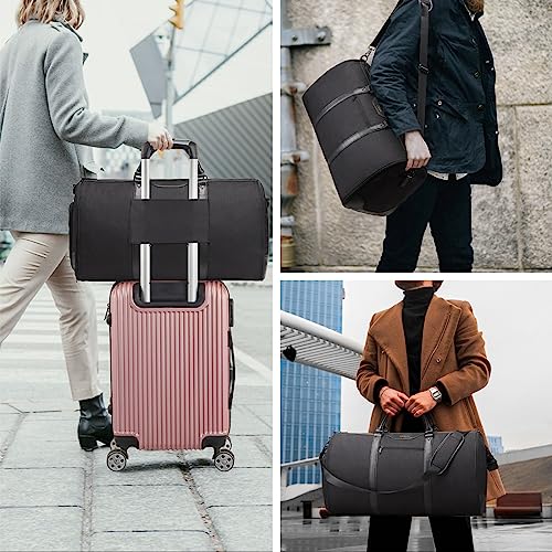 ZRSUN Garment Bag for Travel, Convertible Carry-On Duffel with Shoe Compartment, Waterproof & Wrinkle-Free Suit Carrier for Business Trips & Weekend Getaways, Foldable & Lightweight - color: Blue