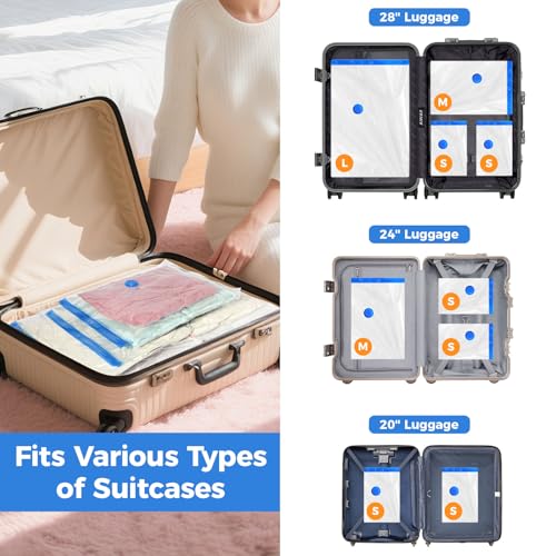 15 Pack Travel Vacuum Storage Bags with Cordless Electric Pump, Combo Rechargeable Space Saver Vacuum Seal Bags for Clothing Travel Vaccine Sealed Storage Bag for Comforters Blankets Clothes