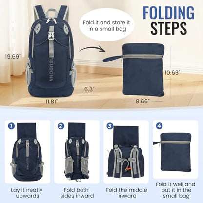 Hiking Backpack, 30L Lightweight Camping Water Resistant Large Hiking Bag Outdoor Travel Daypack for Men Wome - color: Blue