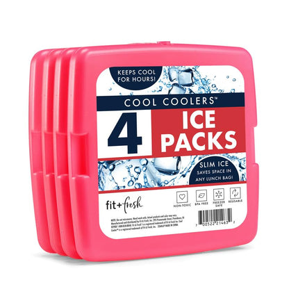 Cool Coolers by Fit + Fresh, Reusable & Long-Lasting Slim Ice Packs, Cold Packs for Lunch Boxes, Ice Packs for Lunch Bags, Pink 8 Pack - color: Pink (8 Pack)