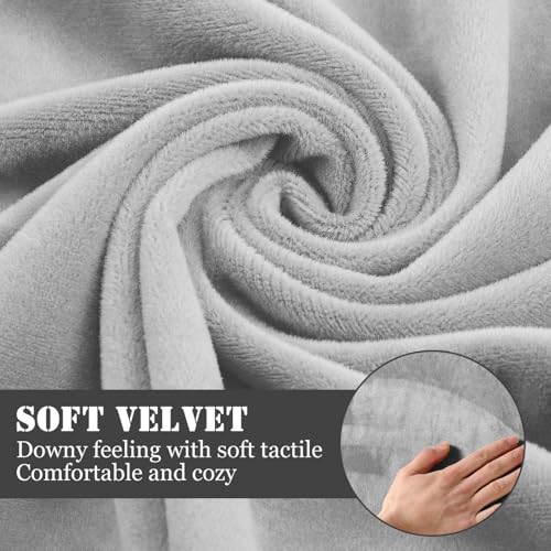 Ciieeo 2-Pack Universal Grey Velvet Sofa Armrest Covers Stretchy Armrest Protectors for Couch Furniture Machine Washable Slipcovers for Living Room and Office