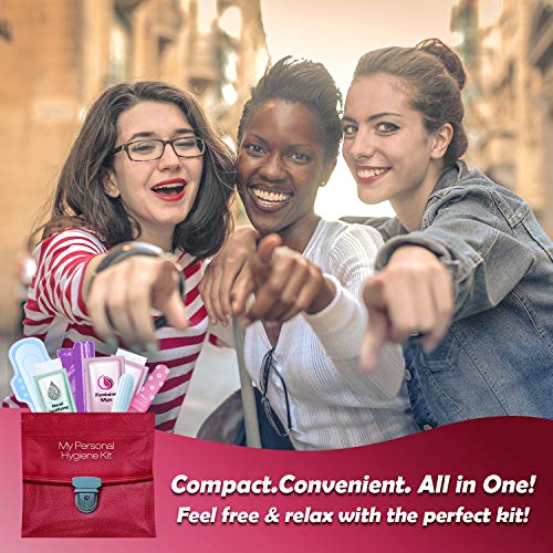 Menstrual Kit All-in-One 10 Pack | Convenience on the Go | Period Kit Pack for Travelling, Tweens & Teenagers or just When You’re Out | Individually Wrapped Feminine Hygiene Product (Brown Leather) - color: Brown Leather