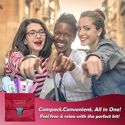 Light Leather Style Menstrual Kit All-in-One 10 Pack | Convenience on The Go | Period Kit Pack for Travelling, Tweens & Teenagers or just When You’re Out | Individually Wrapped Feminine Hygiene - color: Light Leather