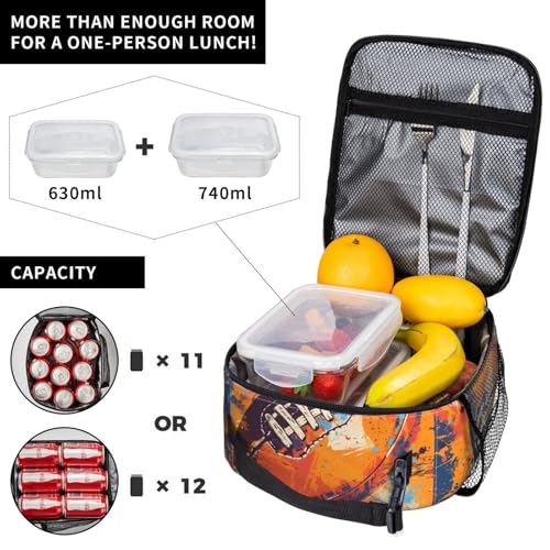 Insulated Lunch Box for Kids Boys Girls, Reusable Lunch Bag for School, Office, Work, Picnic, Travel, Abstract Football Lunch Box - color: lunch box 127