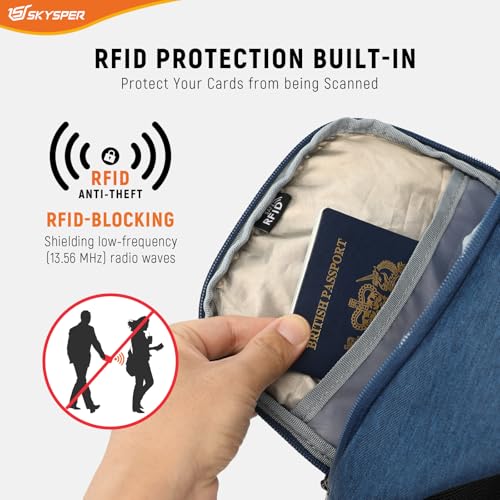 SKYSPER Sling Bag Anti Theft Crossbody Bag RFID Lightweight Travel Shoulder Chest Bag for Hiking Walking - color: Blue