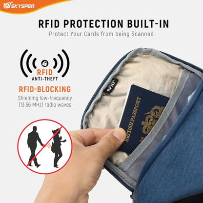 SKYSPER Sling Bag Anti Theft Crossbody Bag RFID Lightweight Travel Shoulder Chest Bag for Hiking Walking - color: Blue