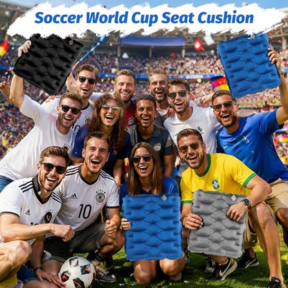 HiiPeak Inflatable Soccer World Cup Seat Cushion, Lightweight Compact Stadium Seat Pad Camping Air Seat Cushion for Gym Football Themed Party Airplane Travel Backpacking Hiking Office Car(Blue) - color: Blue
