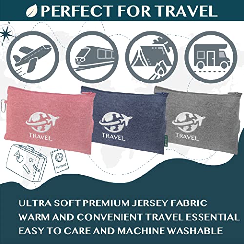 PAVILIA Soft Travel Blanket, Compact Airplane Blanket in Bag, Portable Blanket Pillow Set, Lightweight and Packable Plane Flight Car Trips Travel Home Office Gift Accessories, Gray, 65x40 inches - color: Gray