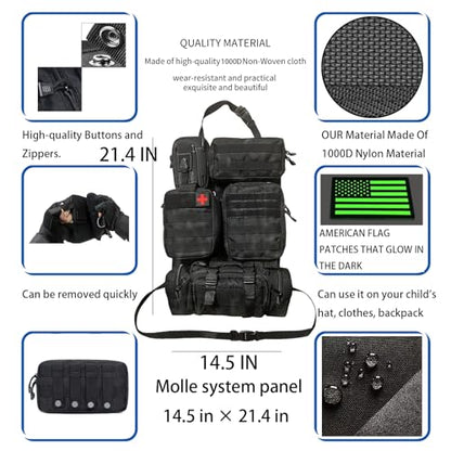 7 PACK Tactical Car Seat Back Organizer With 5 Detachable Pouches Upgrade Tactical Molle Vehicle Panel Organizer Universal fits for Most of Car Truck Ford Jeep Vehicle