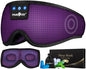 MUSICOZY 3D Sleep Headphones Mask Sleeping Headphones for Side Sleepers Eye Mask, Wireless Bluetooth Headband Headphones Cool Gadgets Unique Gifts(Purple) - color: Light Purple