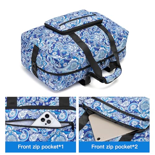 F.FETIVIN Weekender Bag Carry On Travel Duffle Bag Medium Overnight Bag for Women (Blue Paisley) - color: 11-Blue Paisley