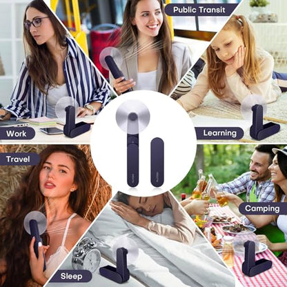 Portable mini handheld Fan, small Rechargeable Personal Fan for 9-15 Hours Runtime, Pocket Design for Travel/Women Essentials/vacation/beach/vacation/airplane/disney - color: BLue