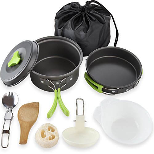 MalloMe Camping Cookware Mess Kit for Backpacking Gear – Camping Cooking Set - Camping Pots and Pans Set - Backpacking Stove/Portable Stove Compatible - Camp Kitchen Equipment Accessories Pot - style: 2 Liter Pot