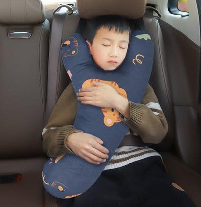 SIQITECHNO Car Travel Pillow H-Shape Seat Pillow Kids Adults Soft Neck Pillow Breathable Head and Body Support Pillow Car Aircraft Sleeping Cushion for Long Journey Road Trip Travel Accessories - color: Y-shaped, Dark Blue Tigers